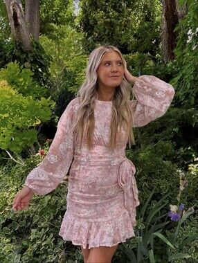 JustKass STORIA Embroidered Dress Rose Small Brand New